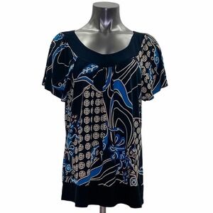 PERSEPTION Women Short Sleeve Abstract Blouse